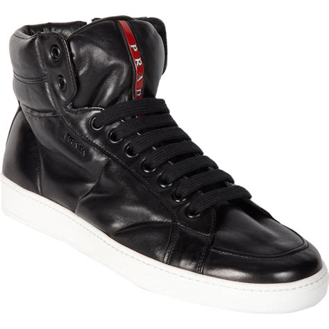 men's prada sneakers black|Prada high top sneakers men.